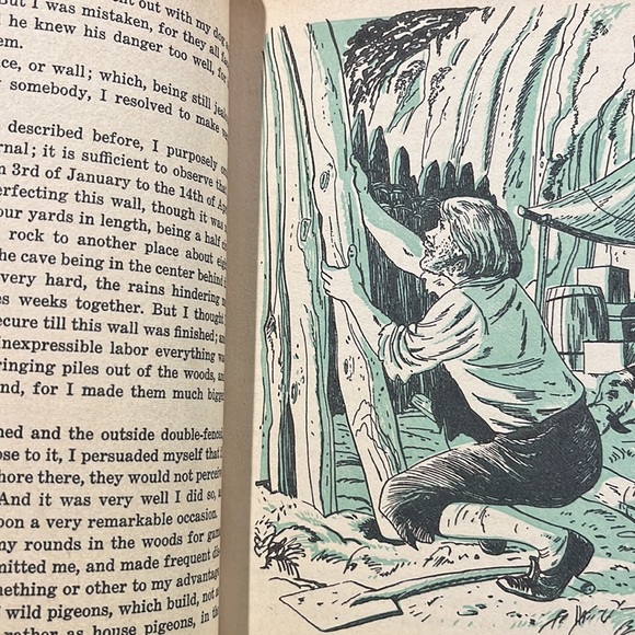 Robinson Crusoe The Life and Adventures of by Daniel Defoe 1955 Hardcover Book - Picture 8 of 16